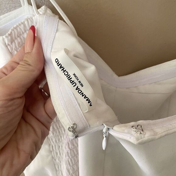 Amanda Uprichard Champagne Ivory Jumpsuit Wide Leg Tuxedo Bridal Sz XL Revolve - Picture 11 of 16